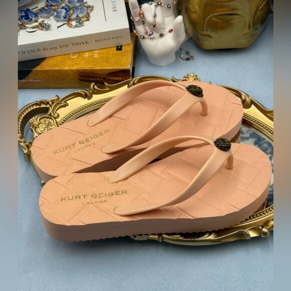 🆕 KURT GEIGER LONDON 🧿 NWOB Kensington Q Flipflop, Peach - Sz EU 37 US 7 - Picture 12 of 14